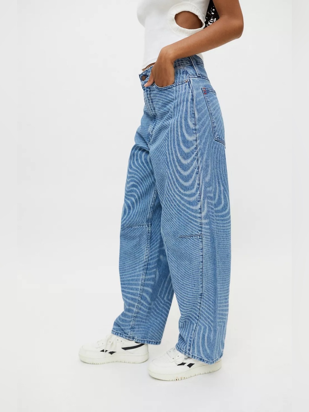 Urban Outfitters Hi Rise Extreme Baggy Jean Swirl Wide Leg Barrel Jeans Size 25
